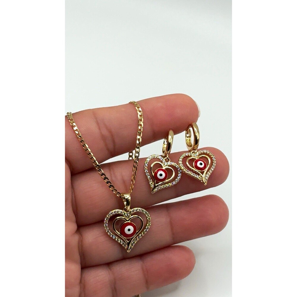 Gold-plated eye jewelry set